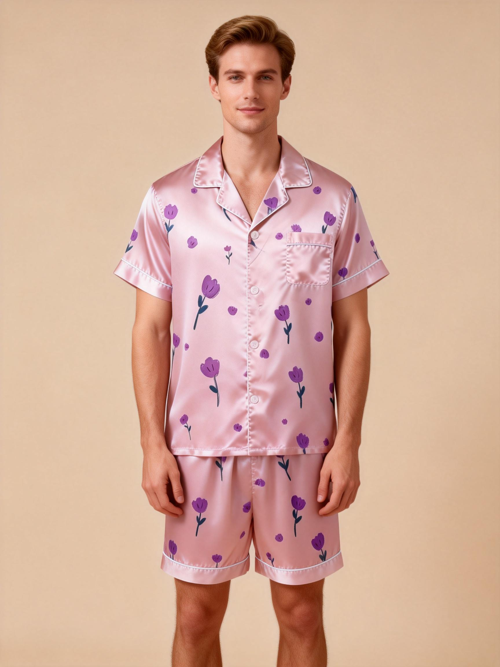 Couple’s Silky Nightwear – Satin Short Pajama Set