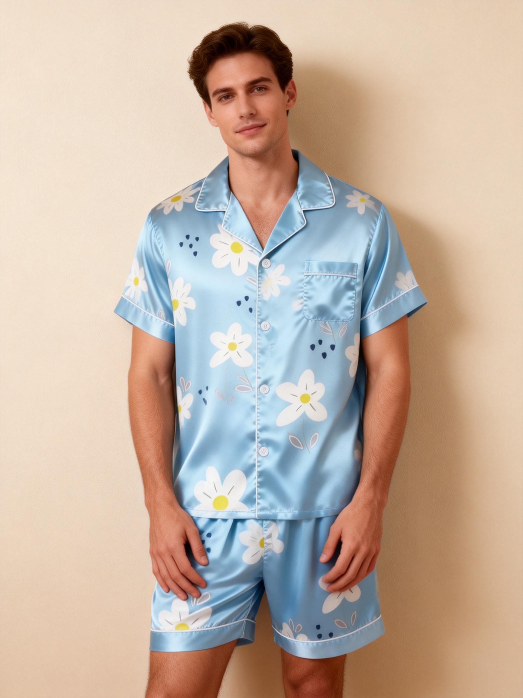 Silky Satin Lounge Set for Two – Comfortable Short Pajamas