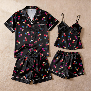 Ultra-Soft Silky Satin Pajama Set for Couples – Short Style