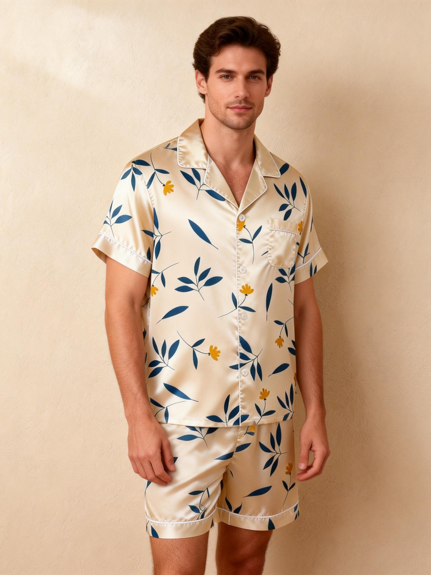 Matching Silky Pajamas for Couples – Satin Short Style