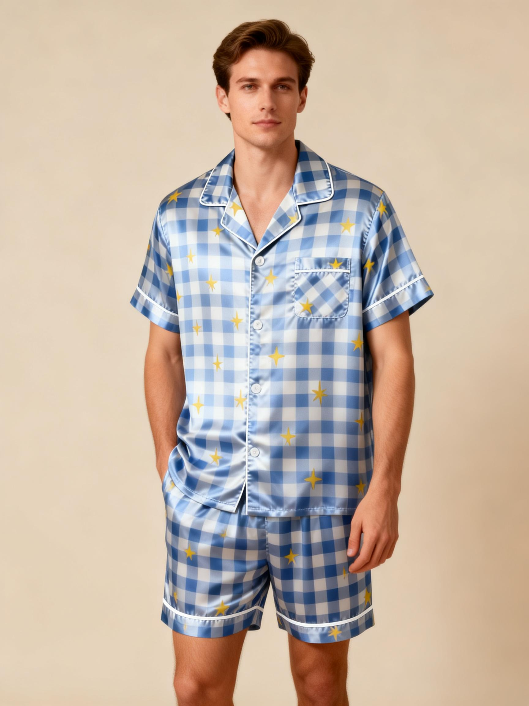 Silky Satin Sleep Set for Couples – Short Sleeve Design