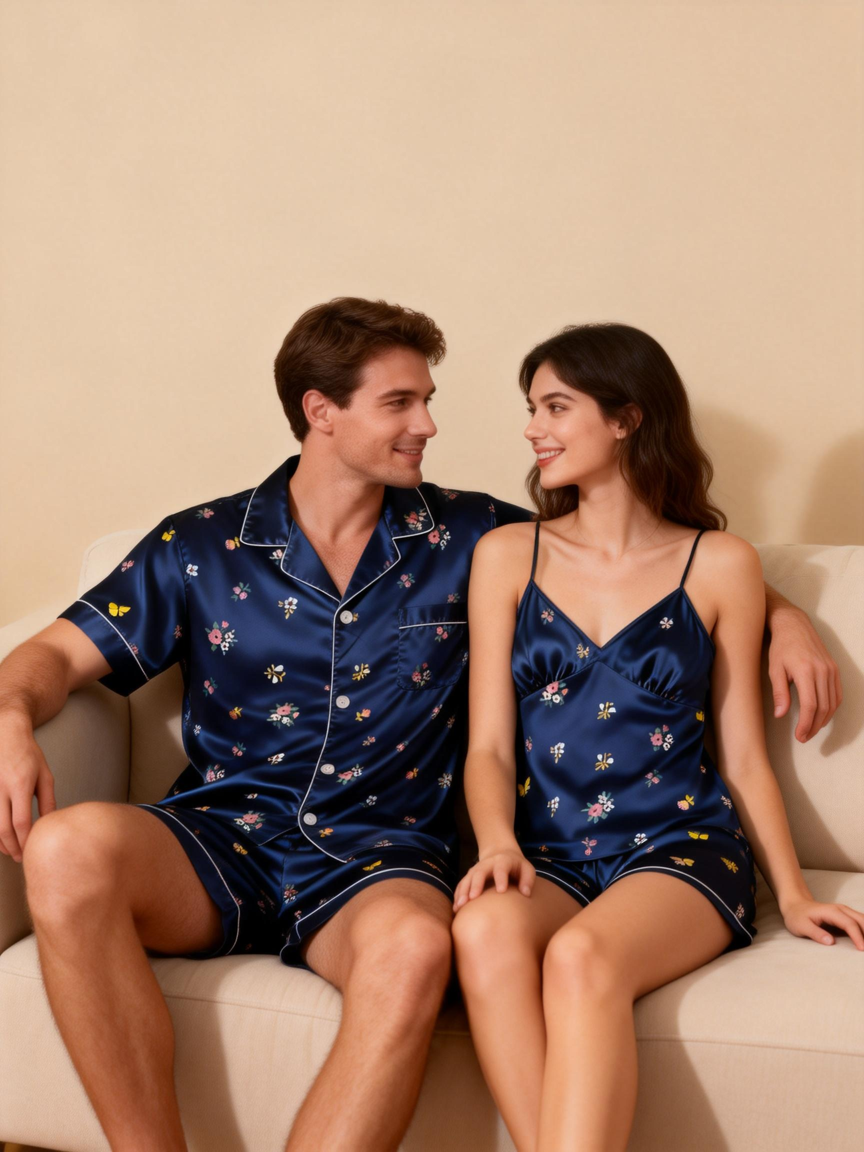 Silky Satin Pajamas for Two – Luxurious Sleep Experience