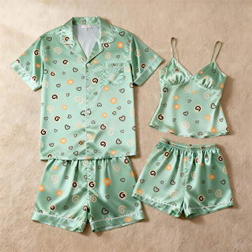 Romantic Silky Satin Pajamas for Two – Short & Comfortable