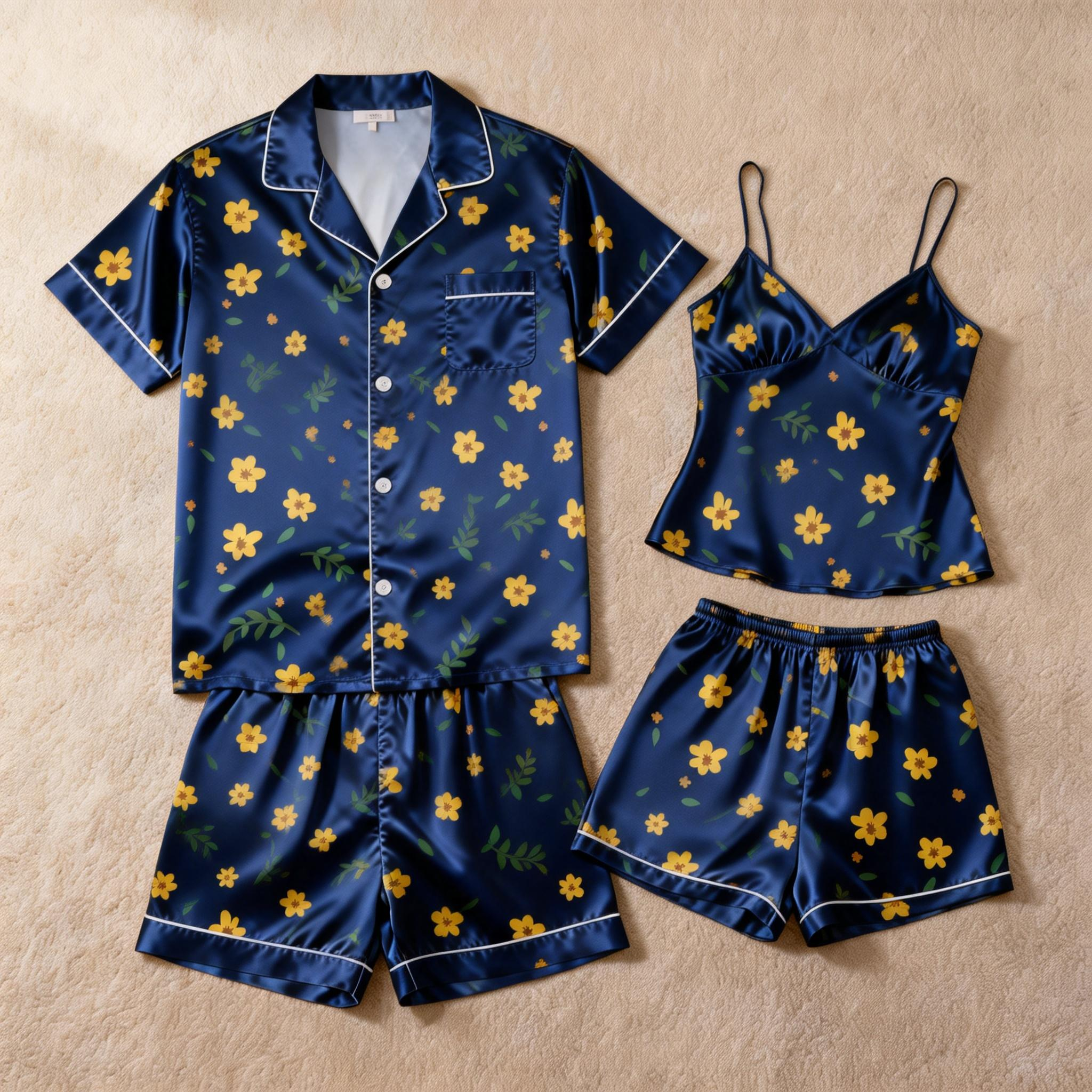 Couple’s Silky Satin Sleepwear – Classic Short Pajama Set