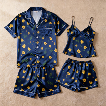 Couple’s Silky Satin Sleepwear – Classic Short Pajama Set