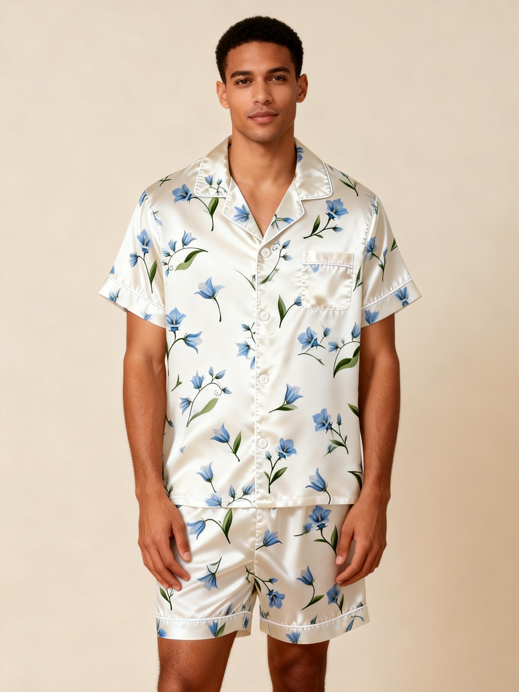 Couple’s Silky Nighttime Pajamas – Satin Short Set