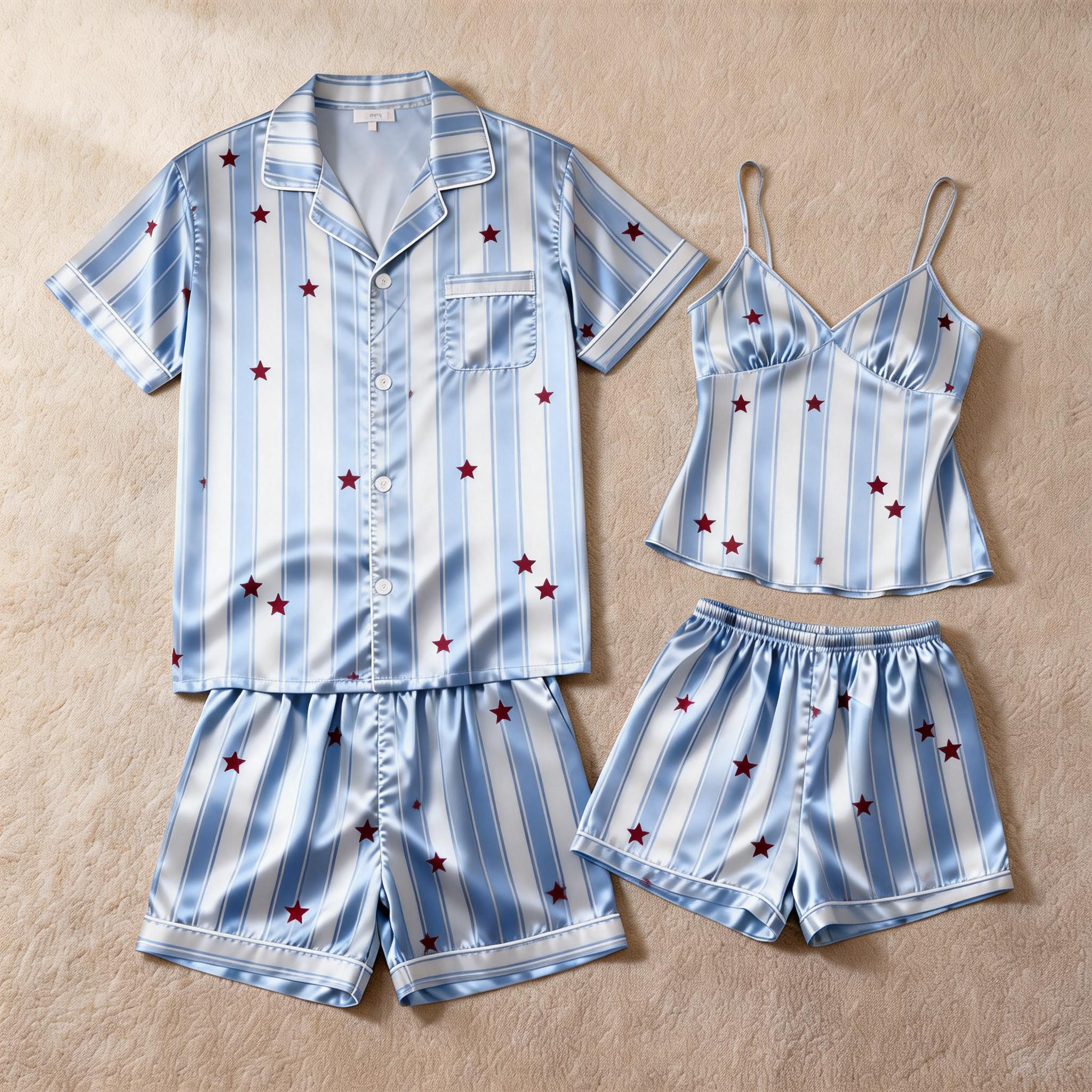 His & Her Silky Satin Pajamas – Matching Sleep Set