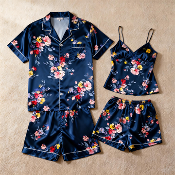 Classic Silky Satin Couple Pajamas – Perfect for Gifts