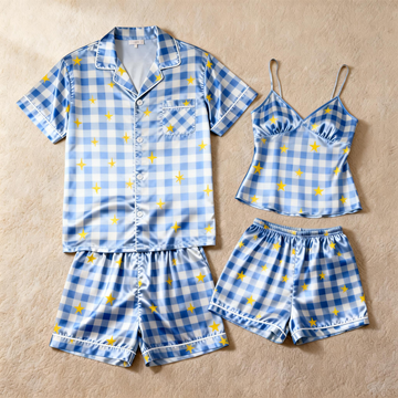 Silky Satin Sleep Set for Couples – Short Sleeve Design