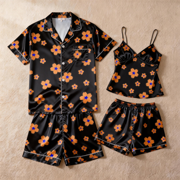 Couple’s Silky Sleepwear – Satin Pajama Shorts Set