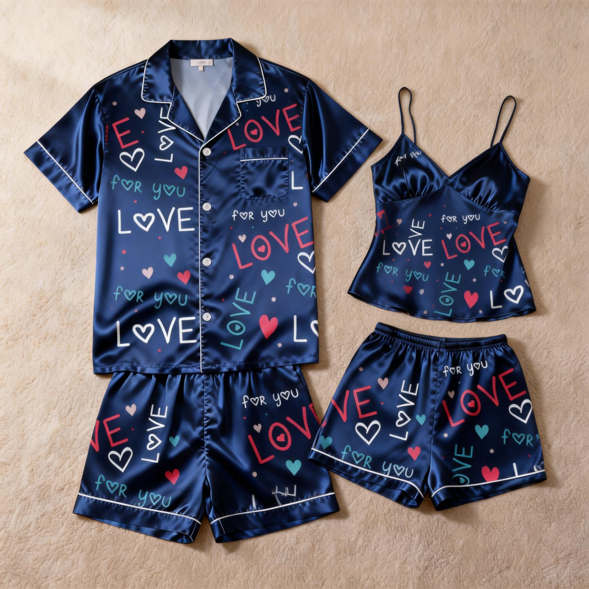 Matching Silky Sleep Pajamas for Couples – Satin Fabric