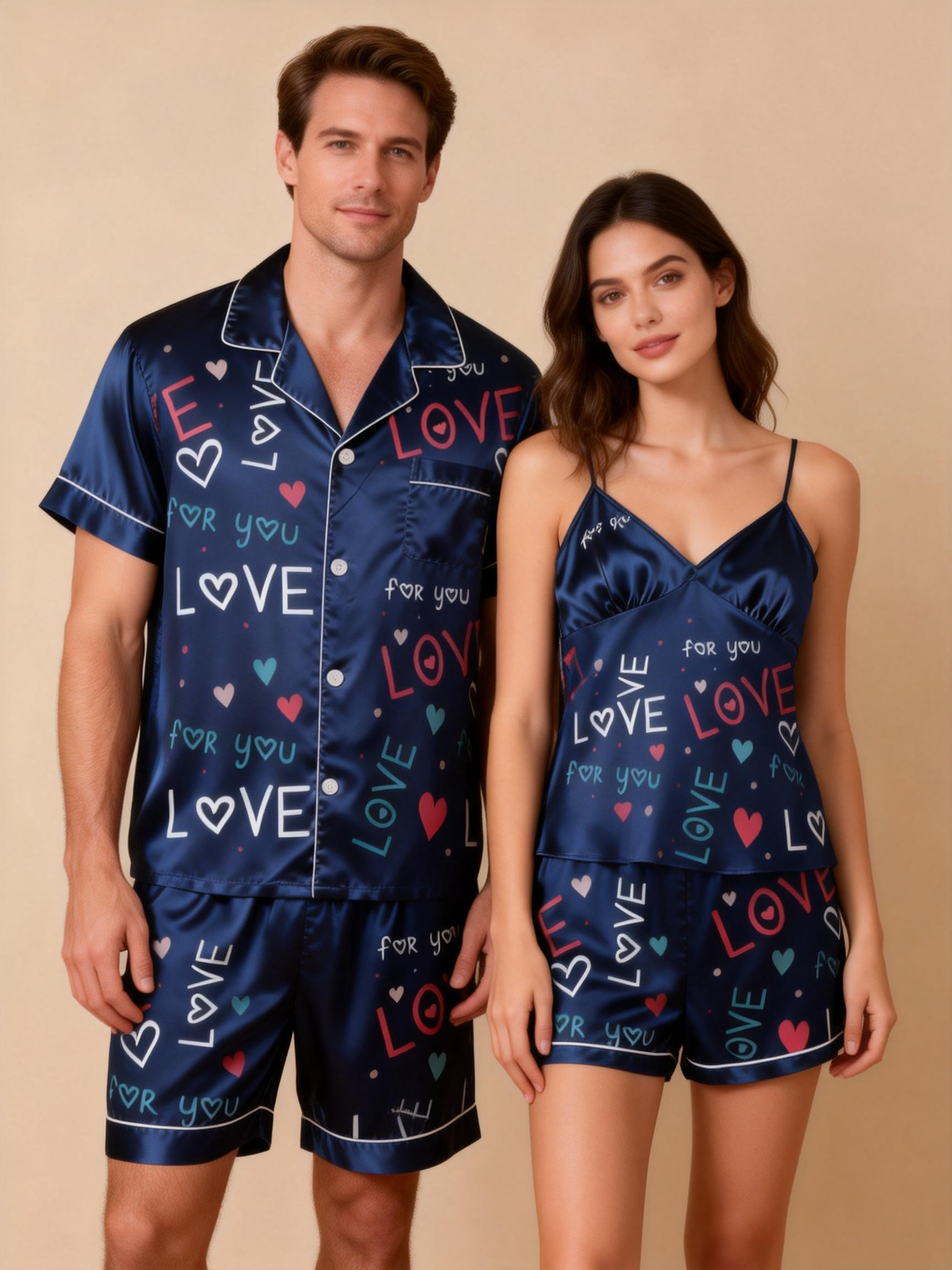 Matching Silky Sleep Pajamas for Couples – Satin Fabric