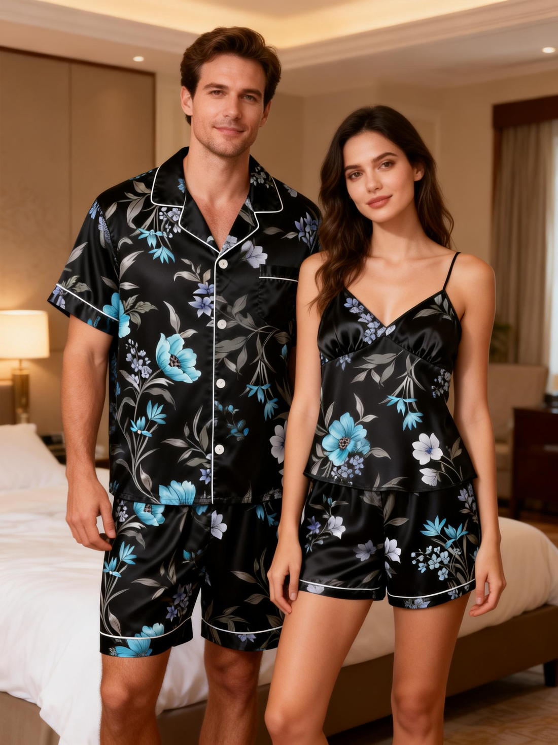 Couple’s Satin Sleepwear Set – Short & Comfortable