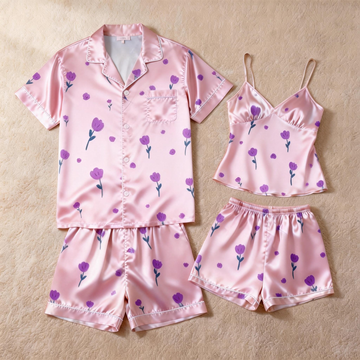 Couple’s Silky Nightwear – Satin Short Pajama Set