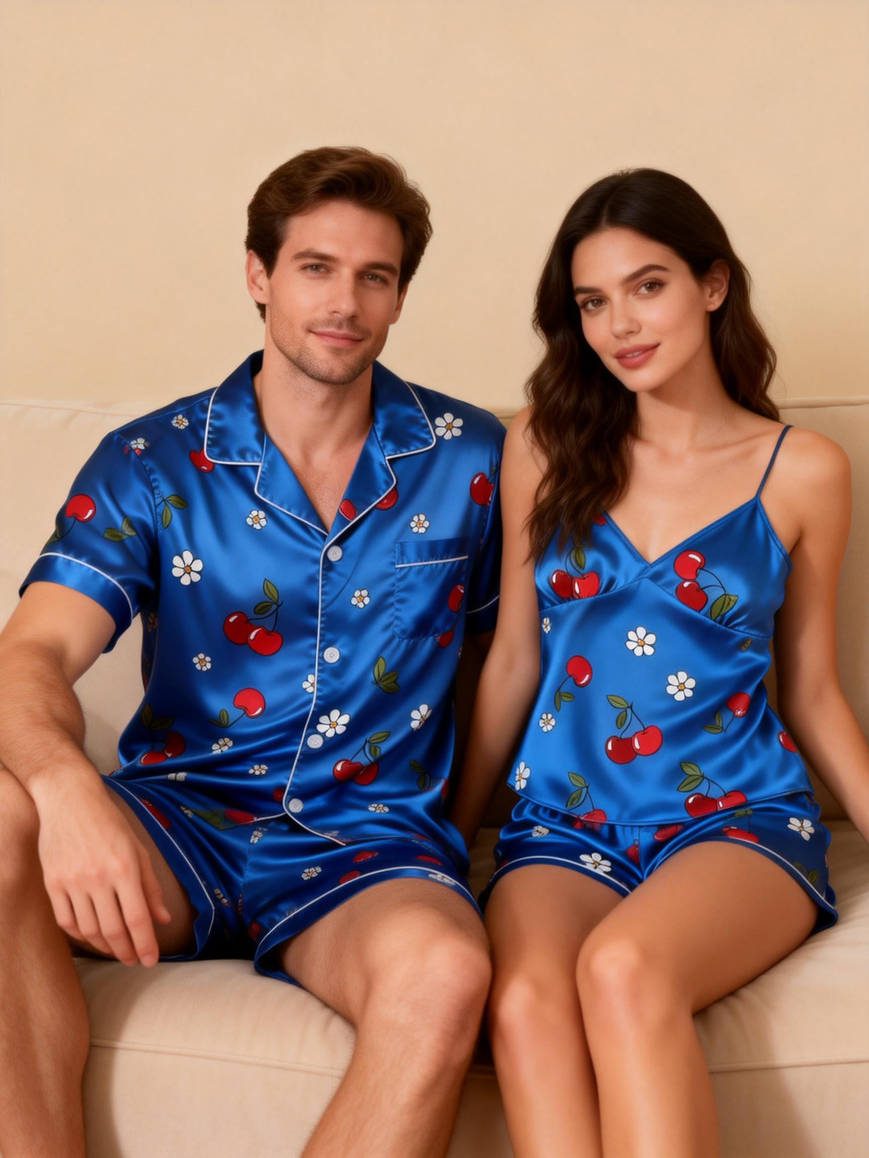 Couple’s Silky Sleep Shorts – Satin Pajama Set