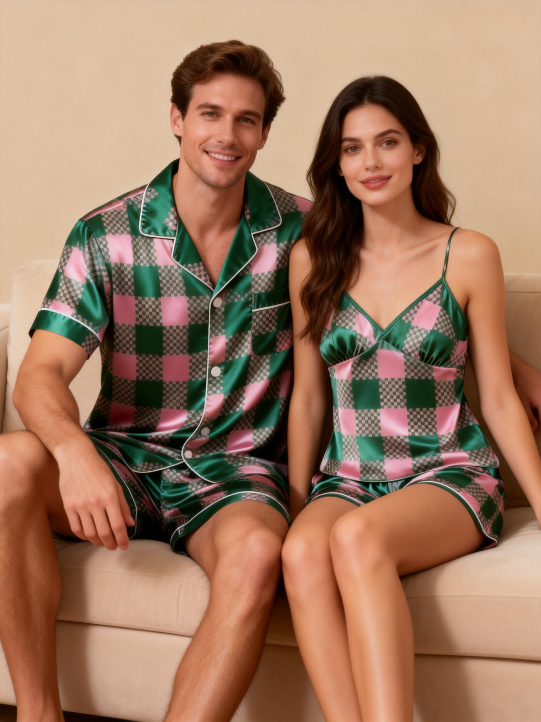 Silky Smooth Couple Sleepwear – Satin Pajama Set