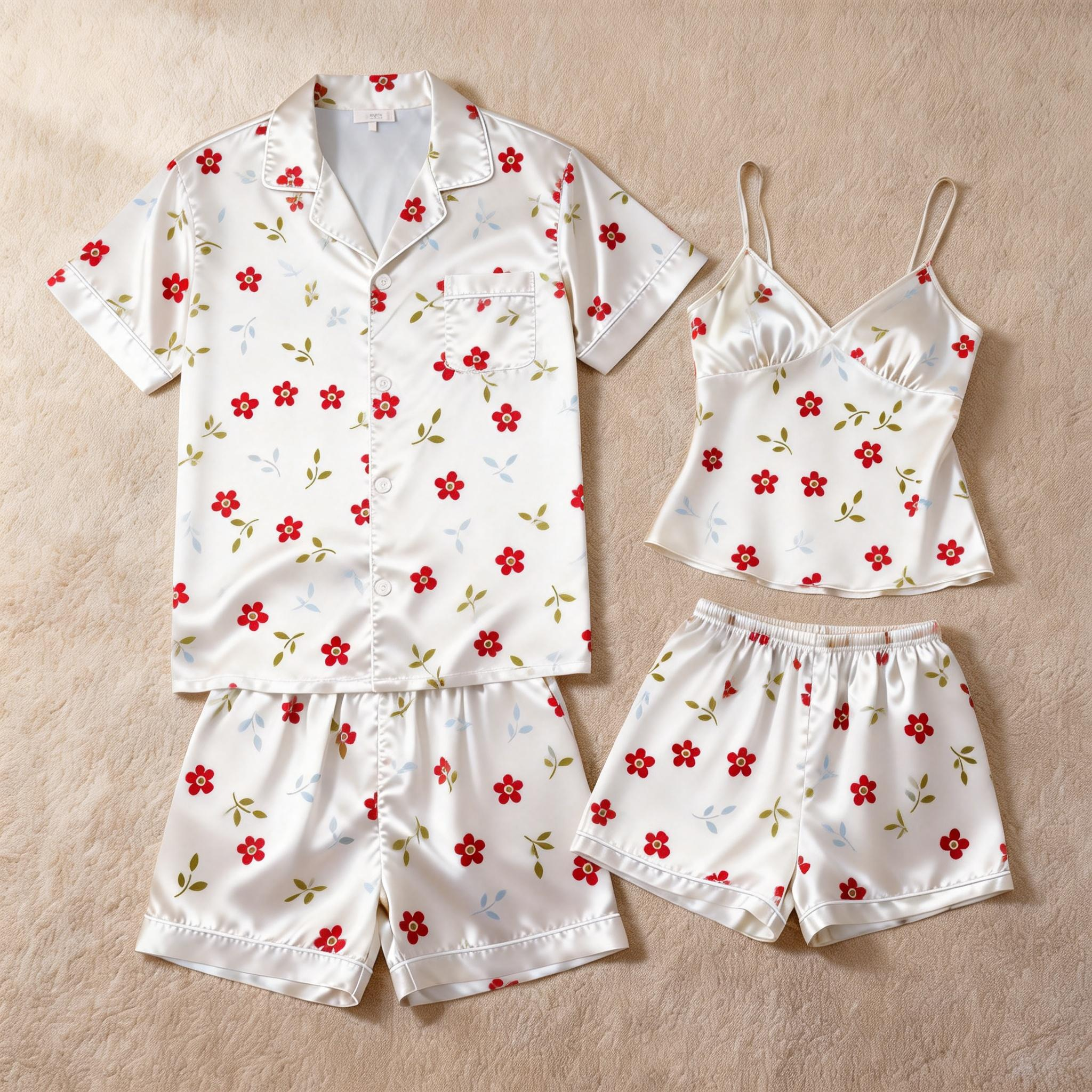 Romantic Silky Sleep Set for Couples – Satin Pajamas