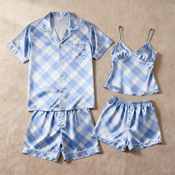 Silky Classic Couple Pajamas – Hotel-Grade Satin Sleepwear
