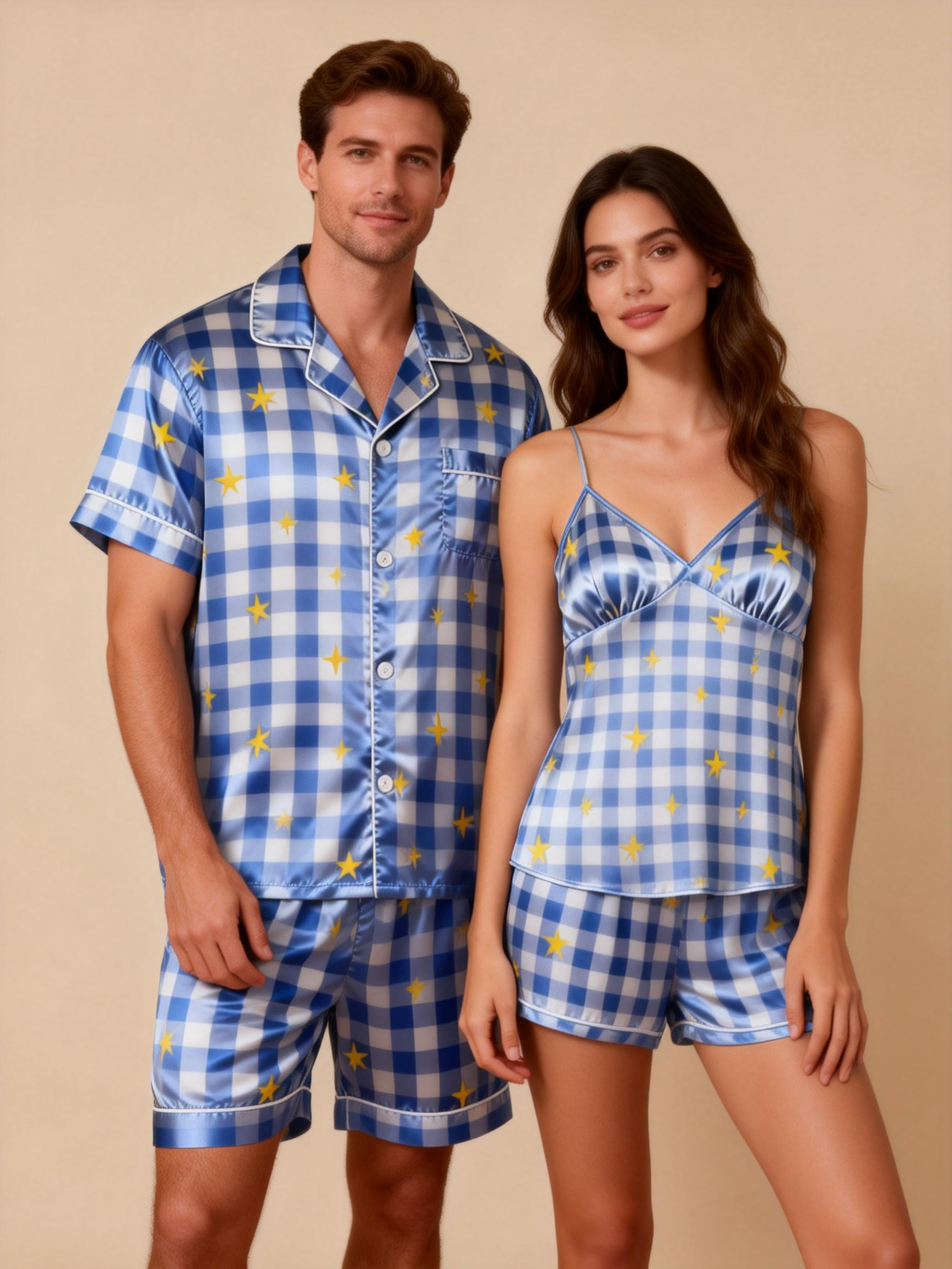Silky Satin Sleep Set – Short Pajamas for Him & Her