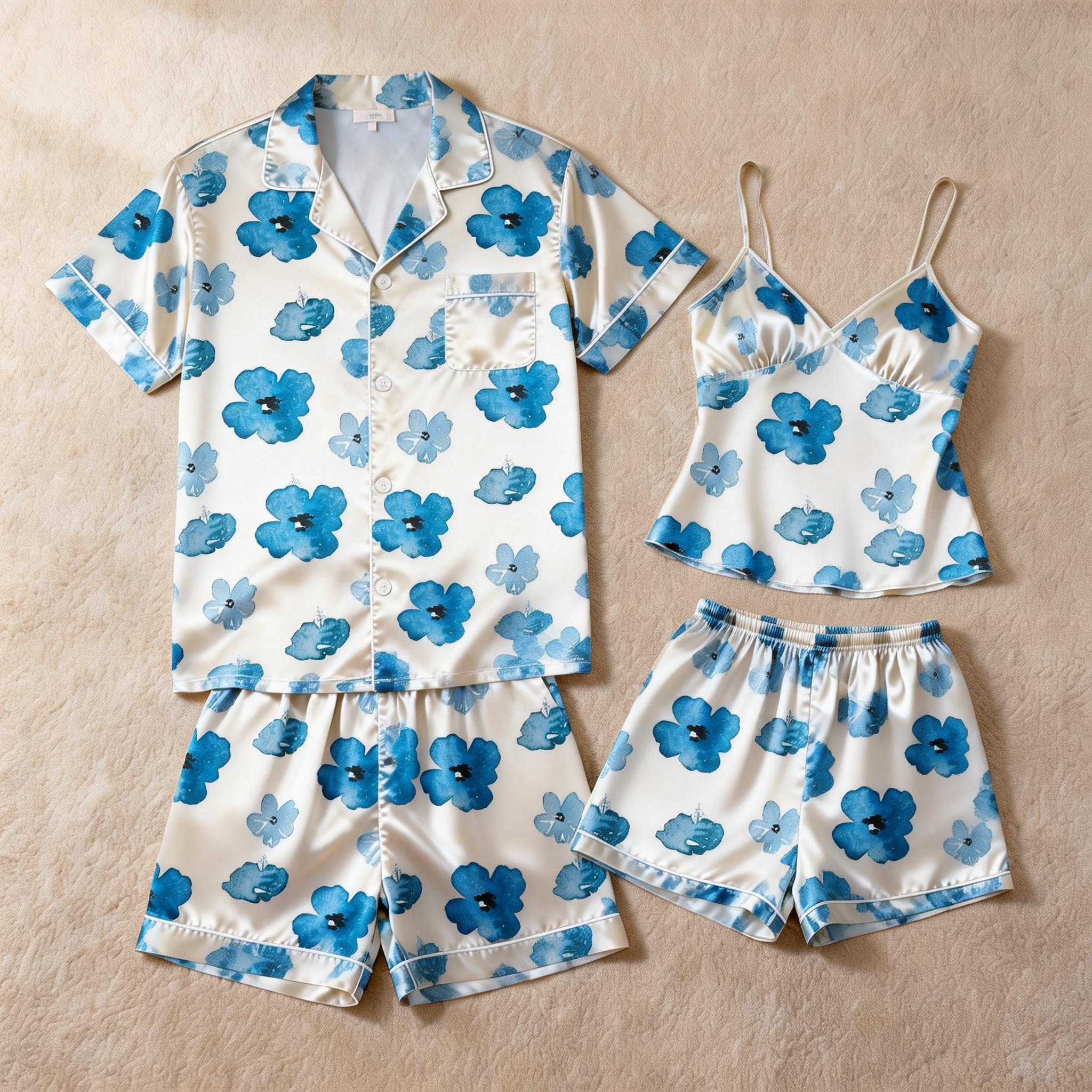 Silky Satin Matching Pajamas – Couple Short Set