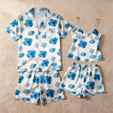 Silky Satin Matching Pajamas – Couple Short Set