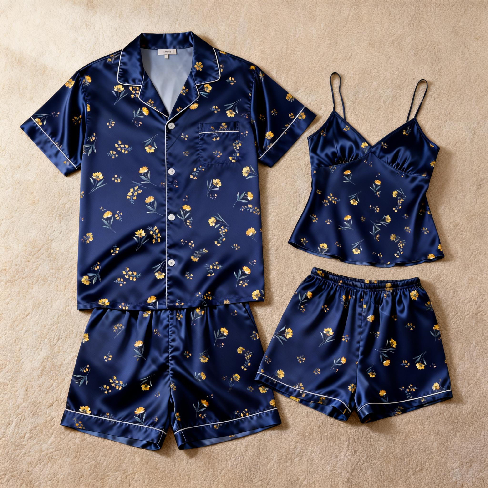Silky Satin Couple Pajamas – Perfect for Wedding Nights
