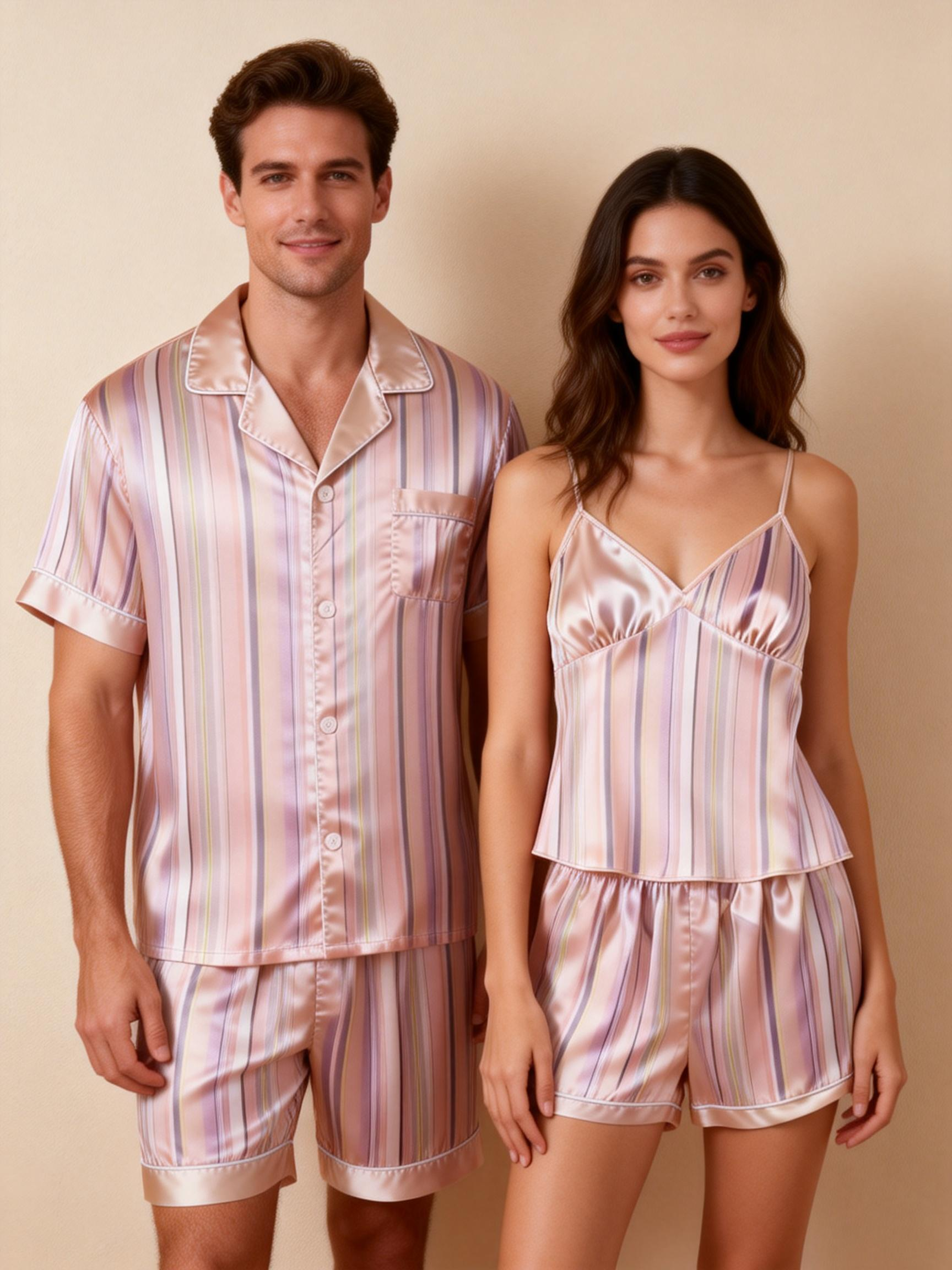 Silky Satin Pajamas for Couples – Light & Breathable