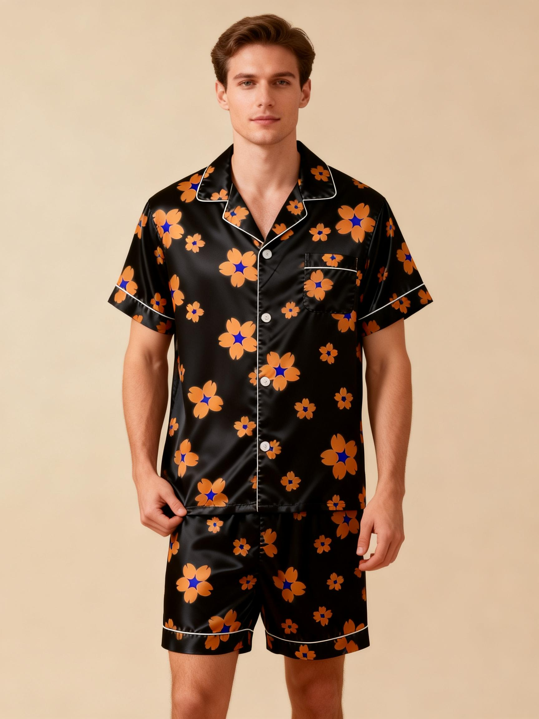 Couple’s Silky Sleepwear – Satin Pajama Shorts Set