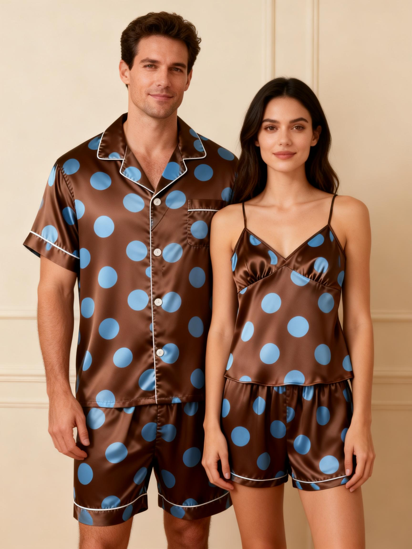 Couple’s Silky Bedwear – Classic Satin Pajama Short Set