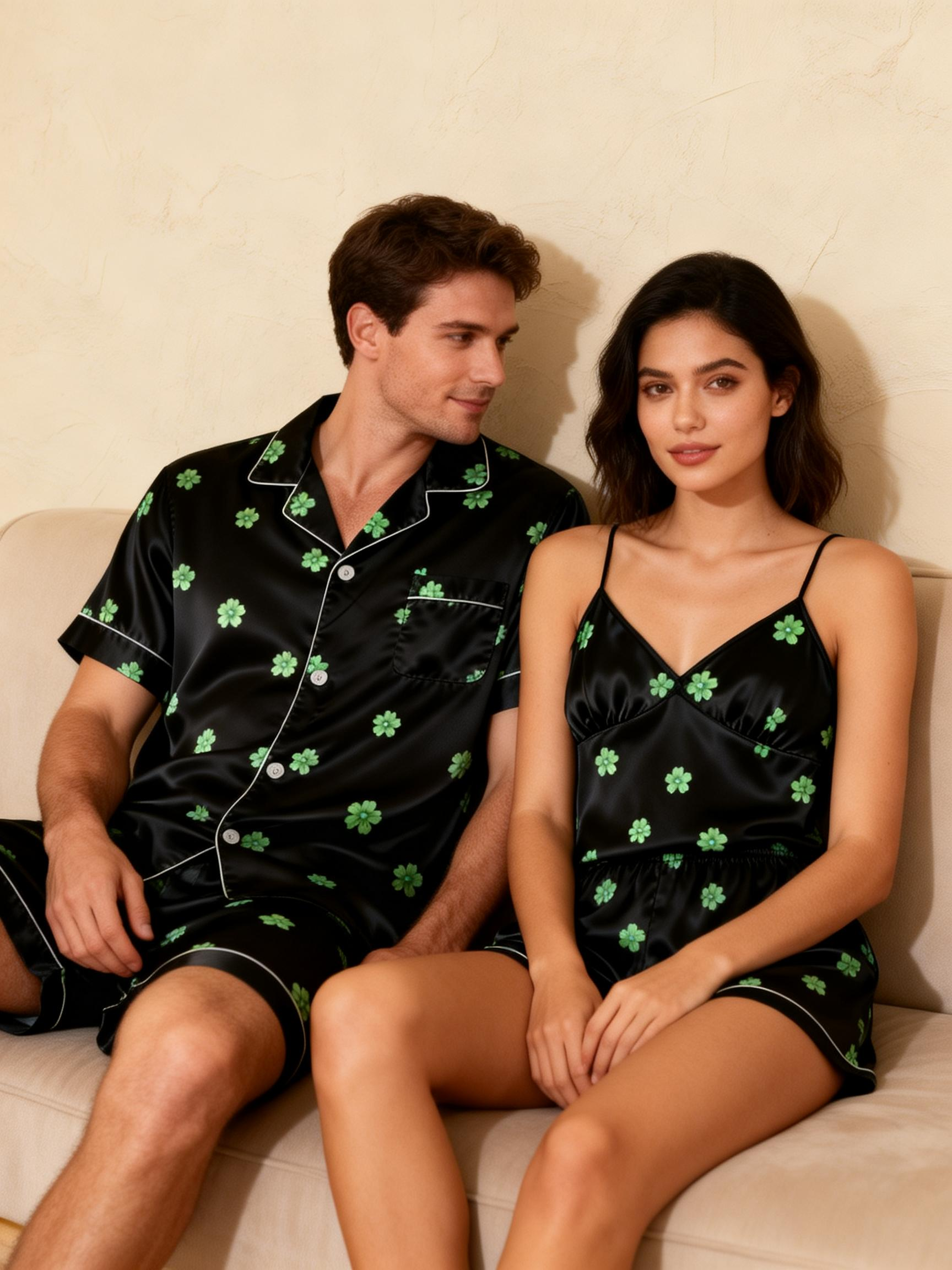 Silky Satin Matching Set for Him & Her – Sleepwear Perfection