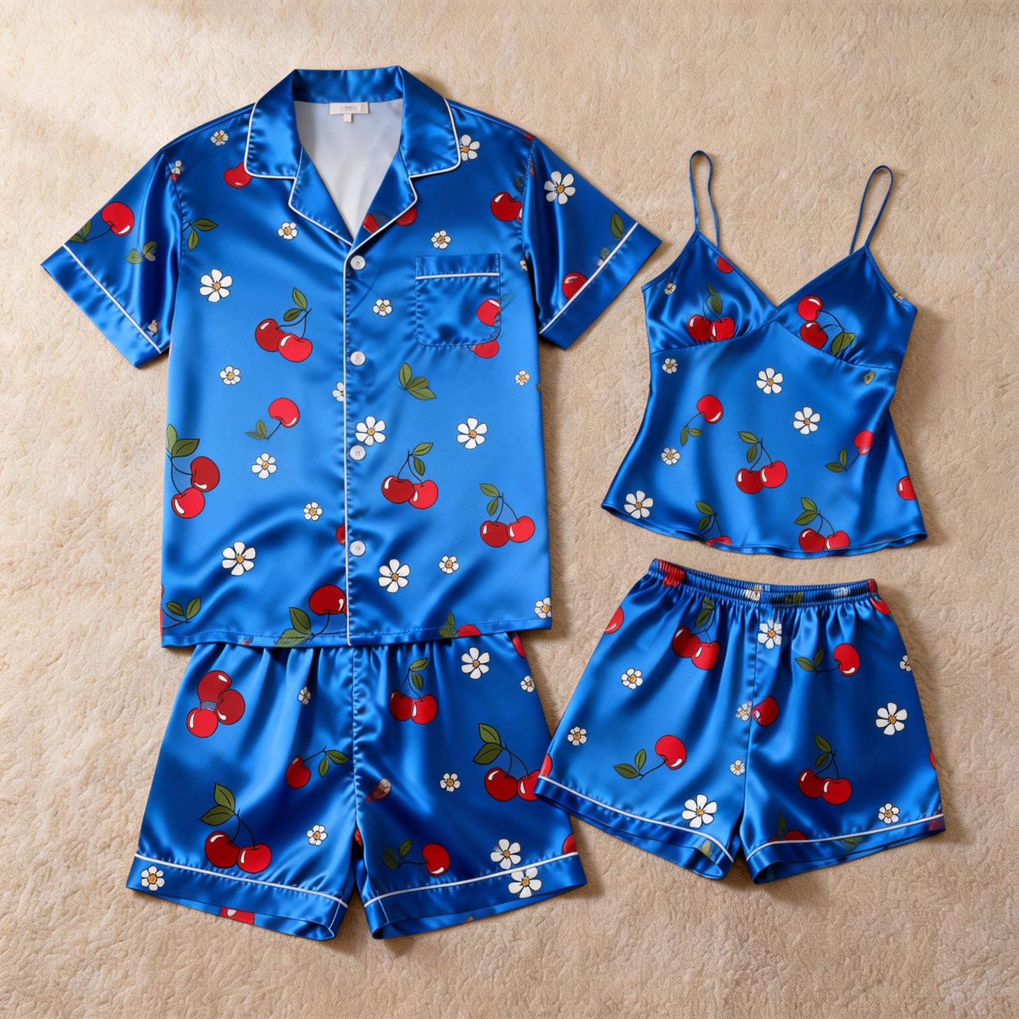 Couple’s Silky Sleep Shorts – Satin Pajama Set