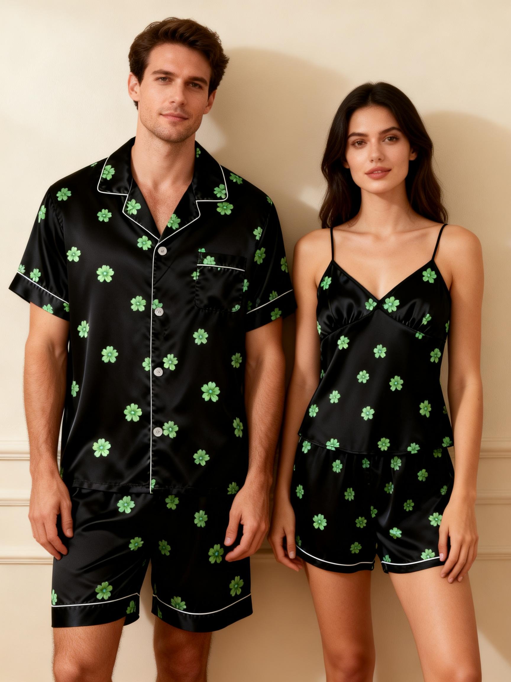 Silky Satin Matching Set for Him & Her – Sleepwear Perfection