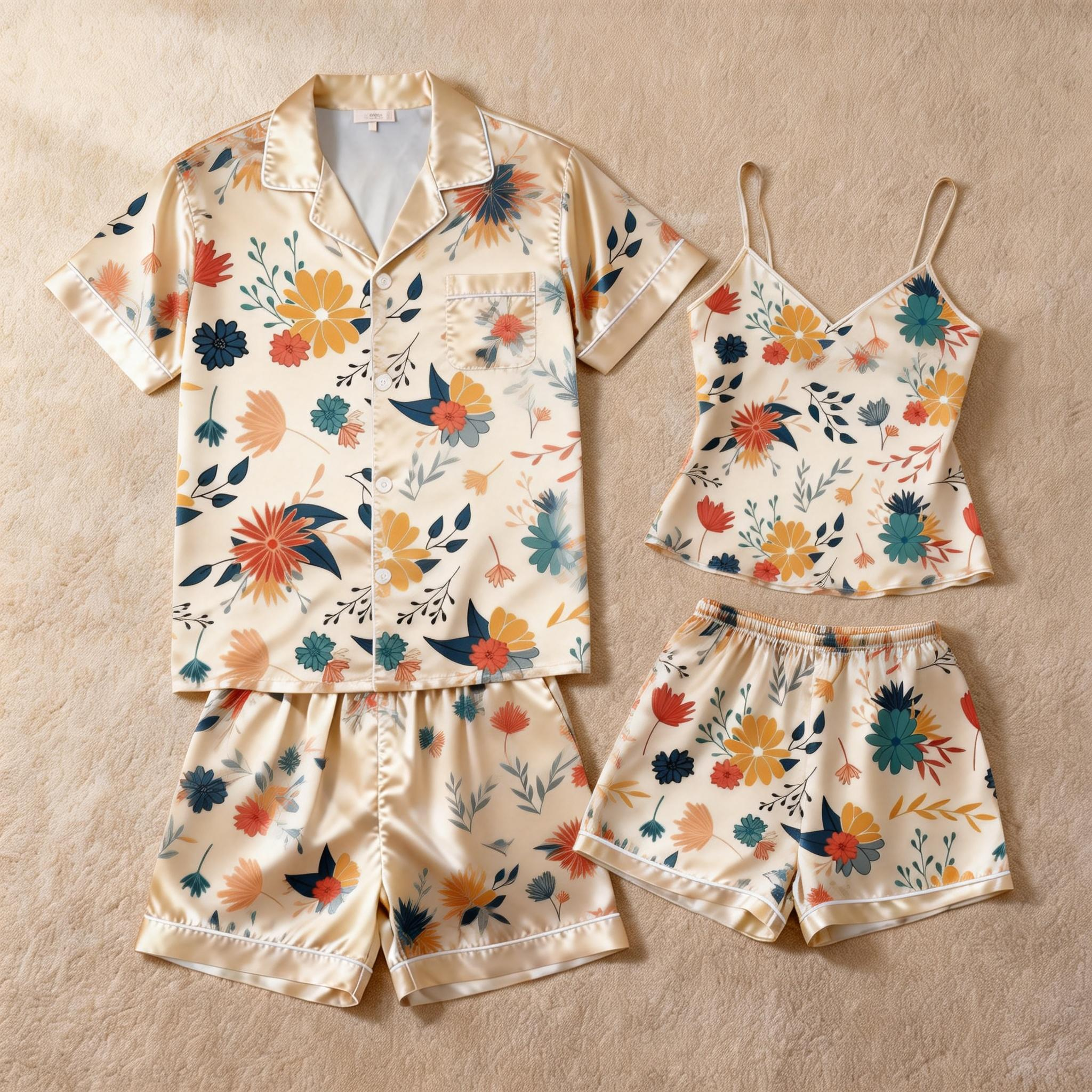 Silky Satin Sleepwear Gift Set for Couples – Short Pajamas