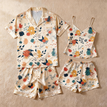 Silky Satin Sleepwear Gift Set for Couples – Short Pajamas