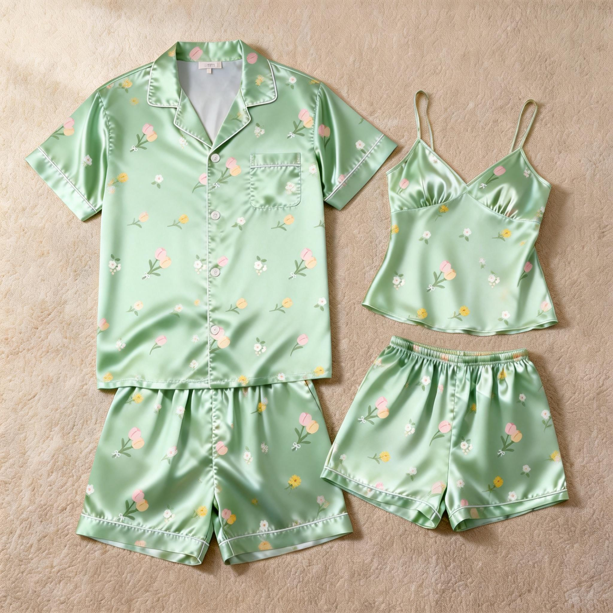Silky Satin Pajama Shorts for Two – Romantic Sleep Set