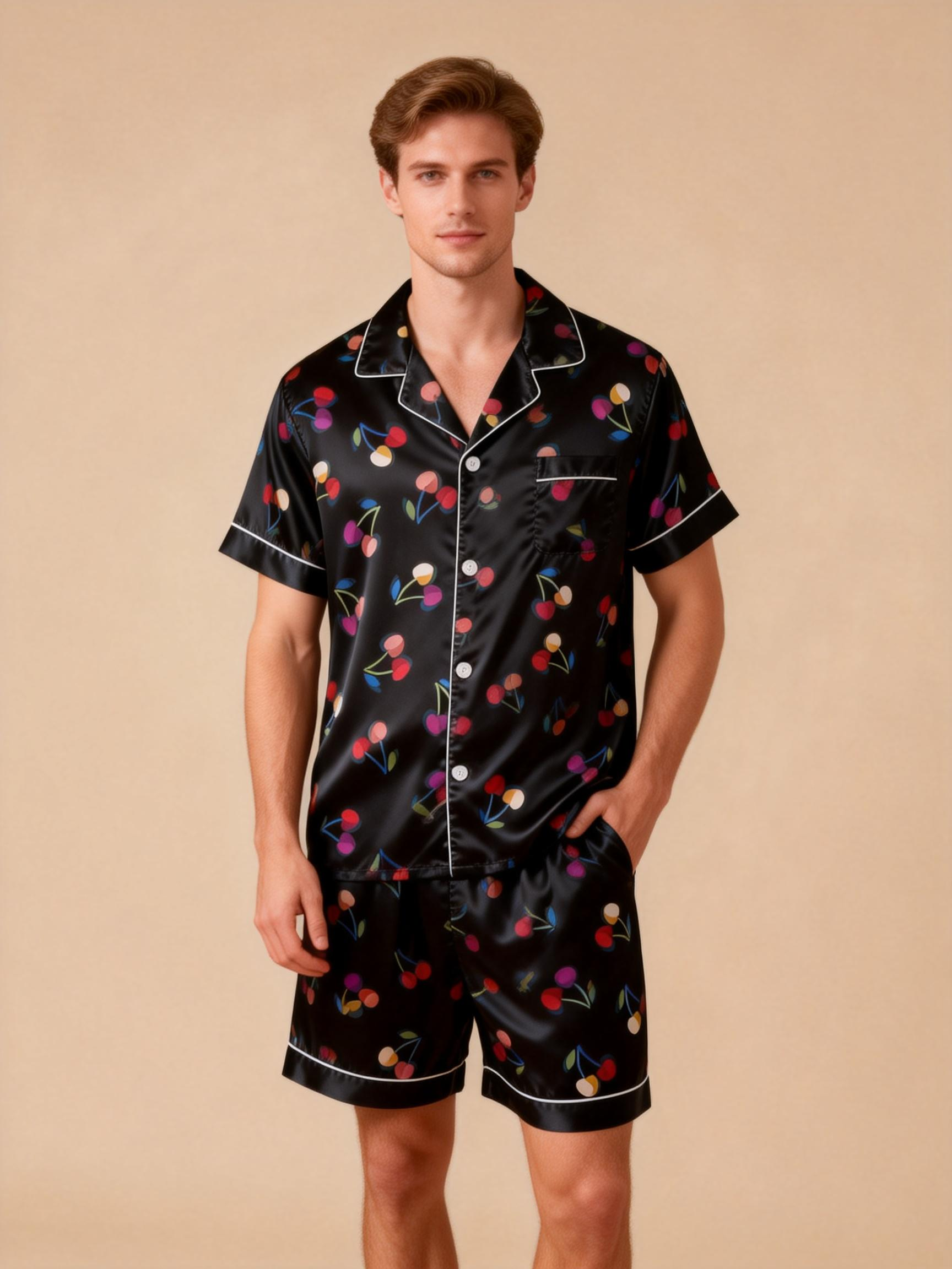 Ultra-Soft Silky Satin Pajama Set for Couples – Short Style
