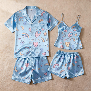 Matching Silky Satin Pajamas for Couples – Short & Sweet Design