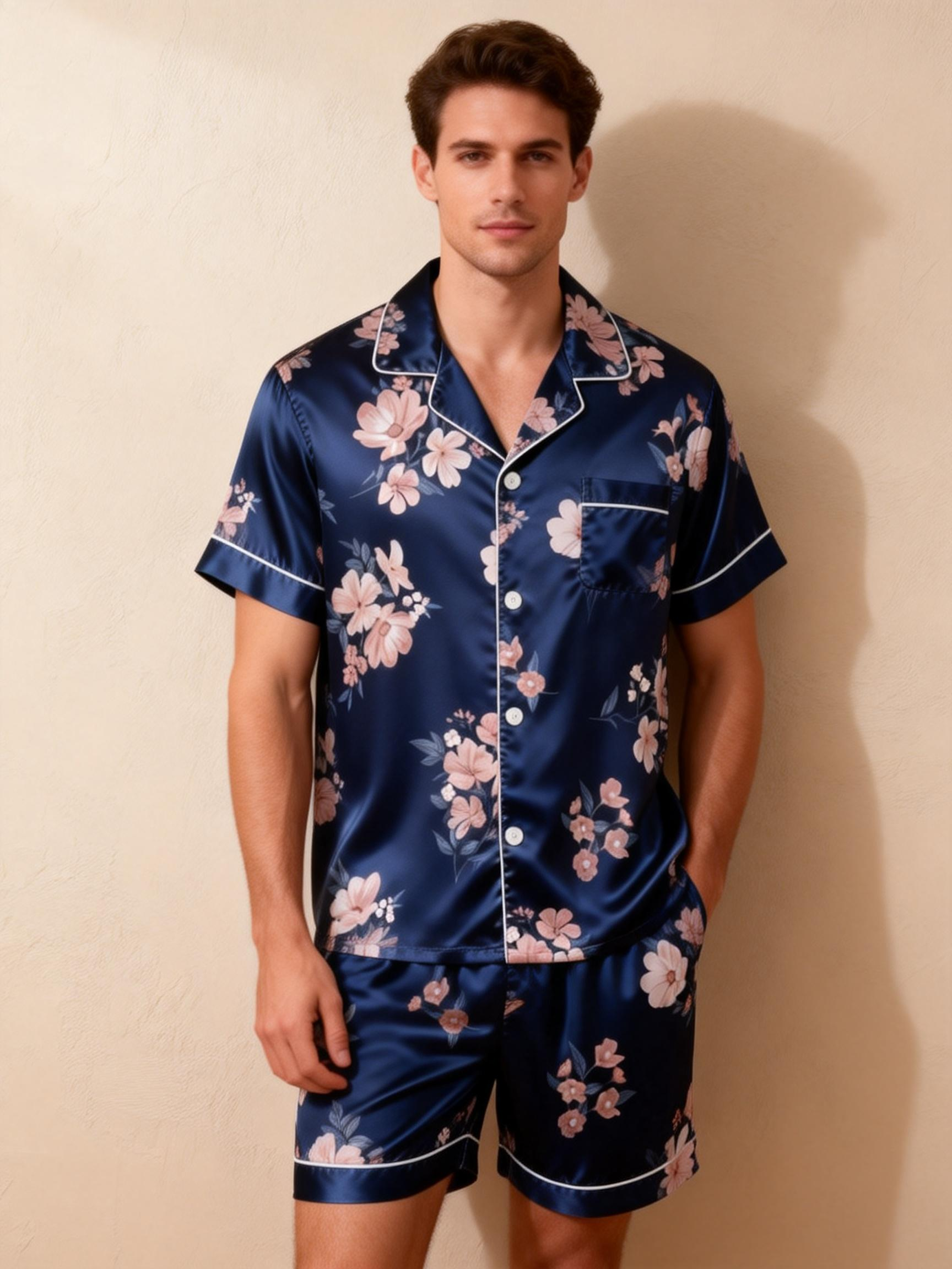 Classic Silky Sleep Pajamas for Two – Satin Short Set