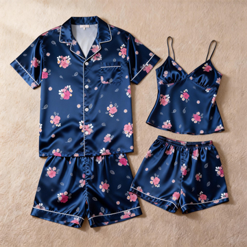 Silky Satin Couple Pajamas – Soft & Shimmery Sleepwear