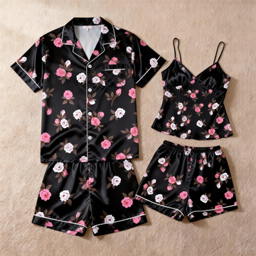 Matching Silky Sleep Set for Couples – Satin Short Style