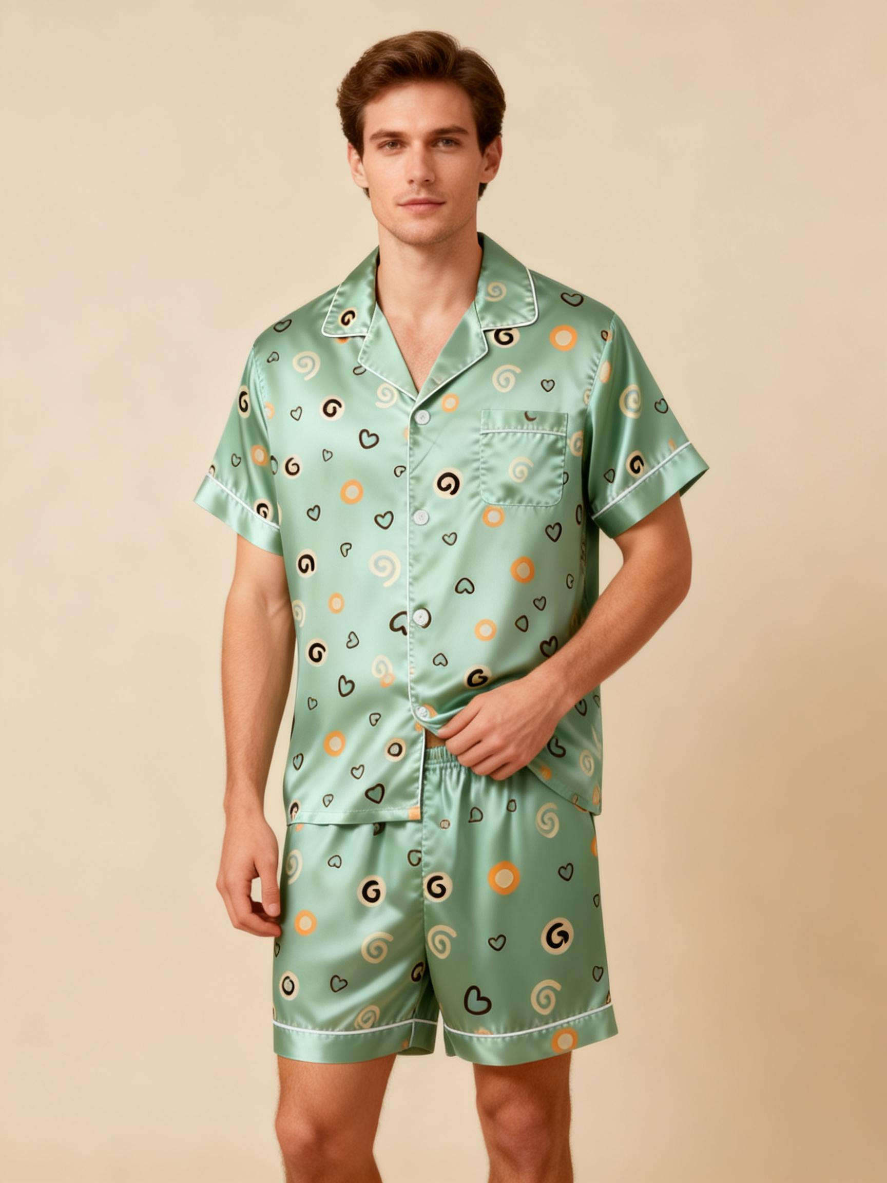 Romantic Silky Satin Pajamas for Two – Short & Comfortable