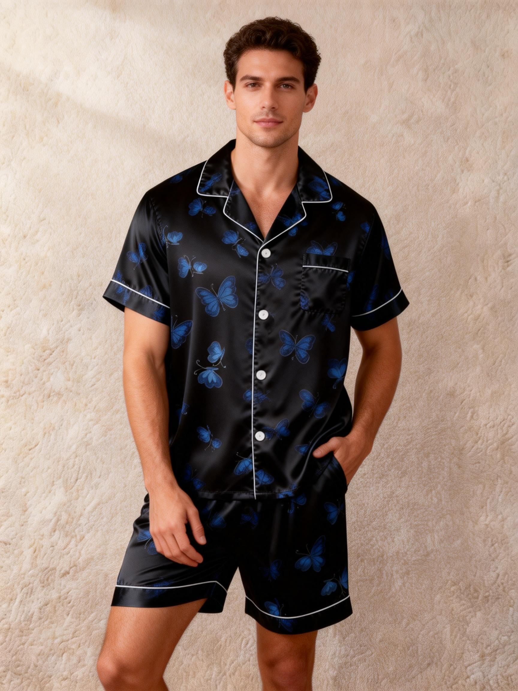 Premium Satin Couple Pajamas – Short Style