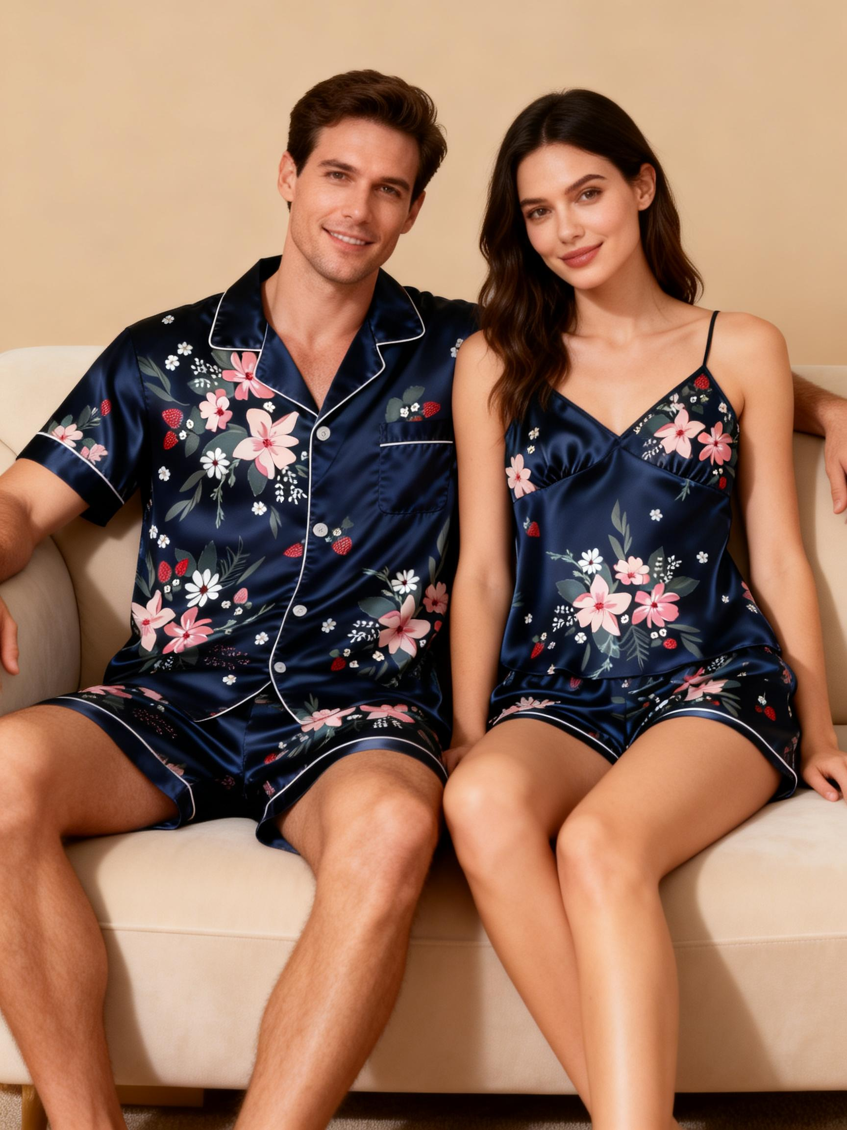 Couple’s Silky Satin Short Set – Ideal Anniversary Gift