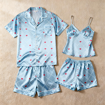 Silky Smooth Classic Pajamas for Couples – Satin Short Set