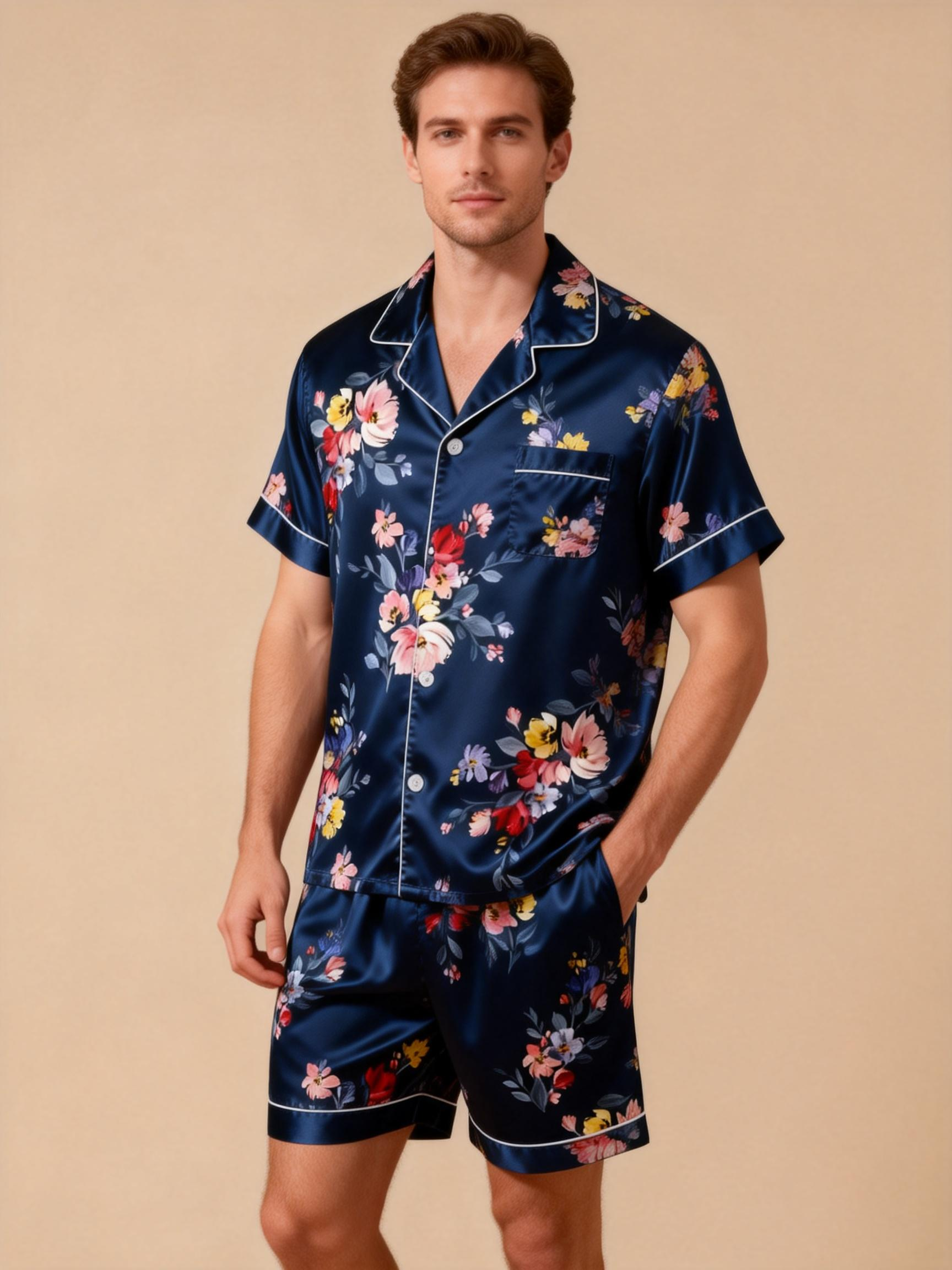 Classic Silky Satin Couple Pajamas – Perfect for Gifts