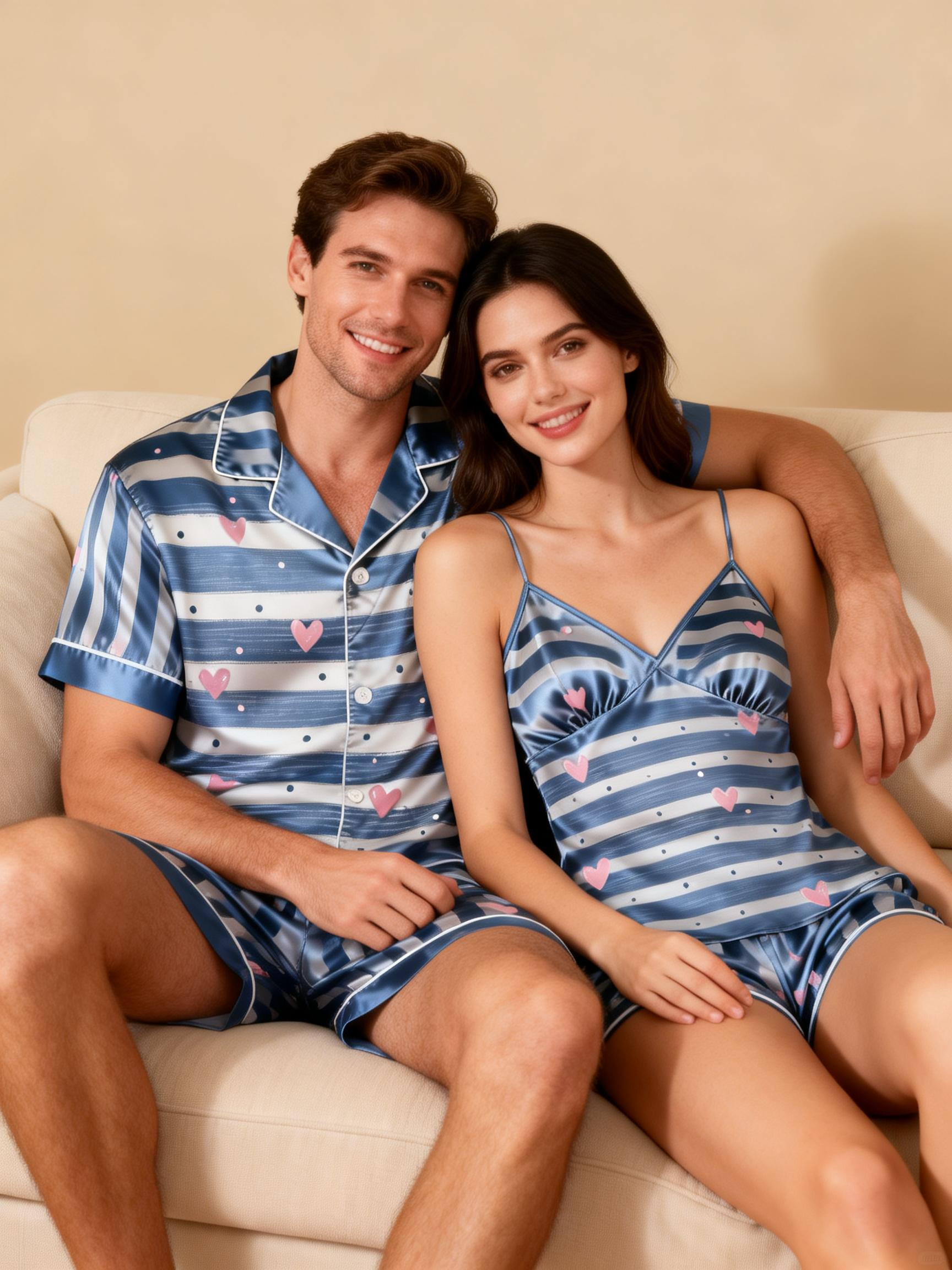 Smooth Silky Satin Pajamas for Couples – Breathable & Soft