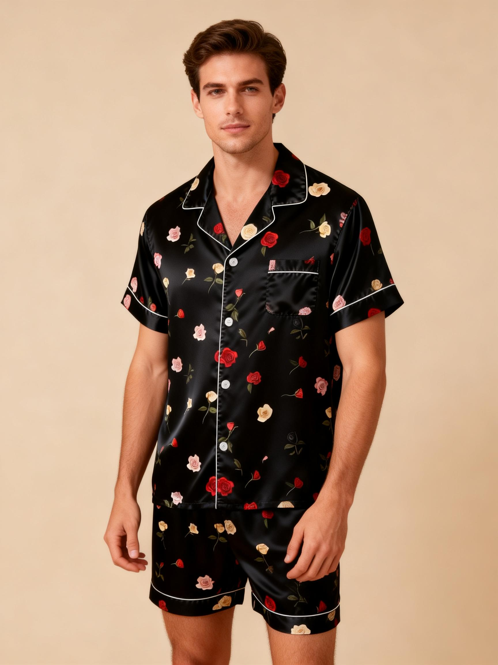 Silky Classic Pajamas for Two – Satin Short Set