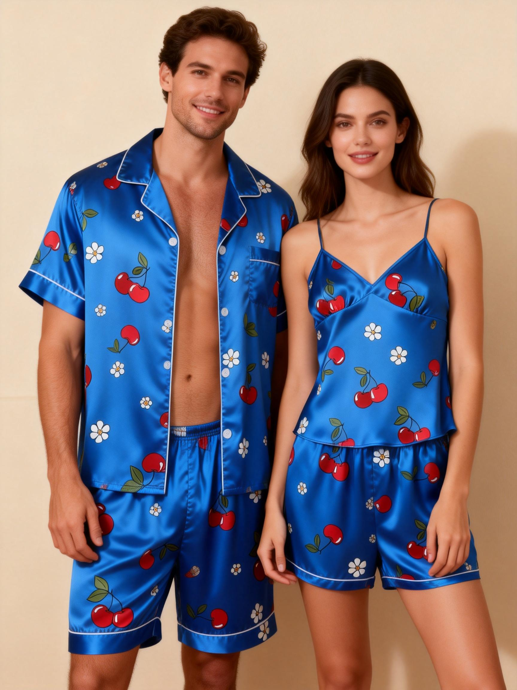 Couple’s Silky Sleep Shorts – Satin Pajama Set