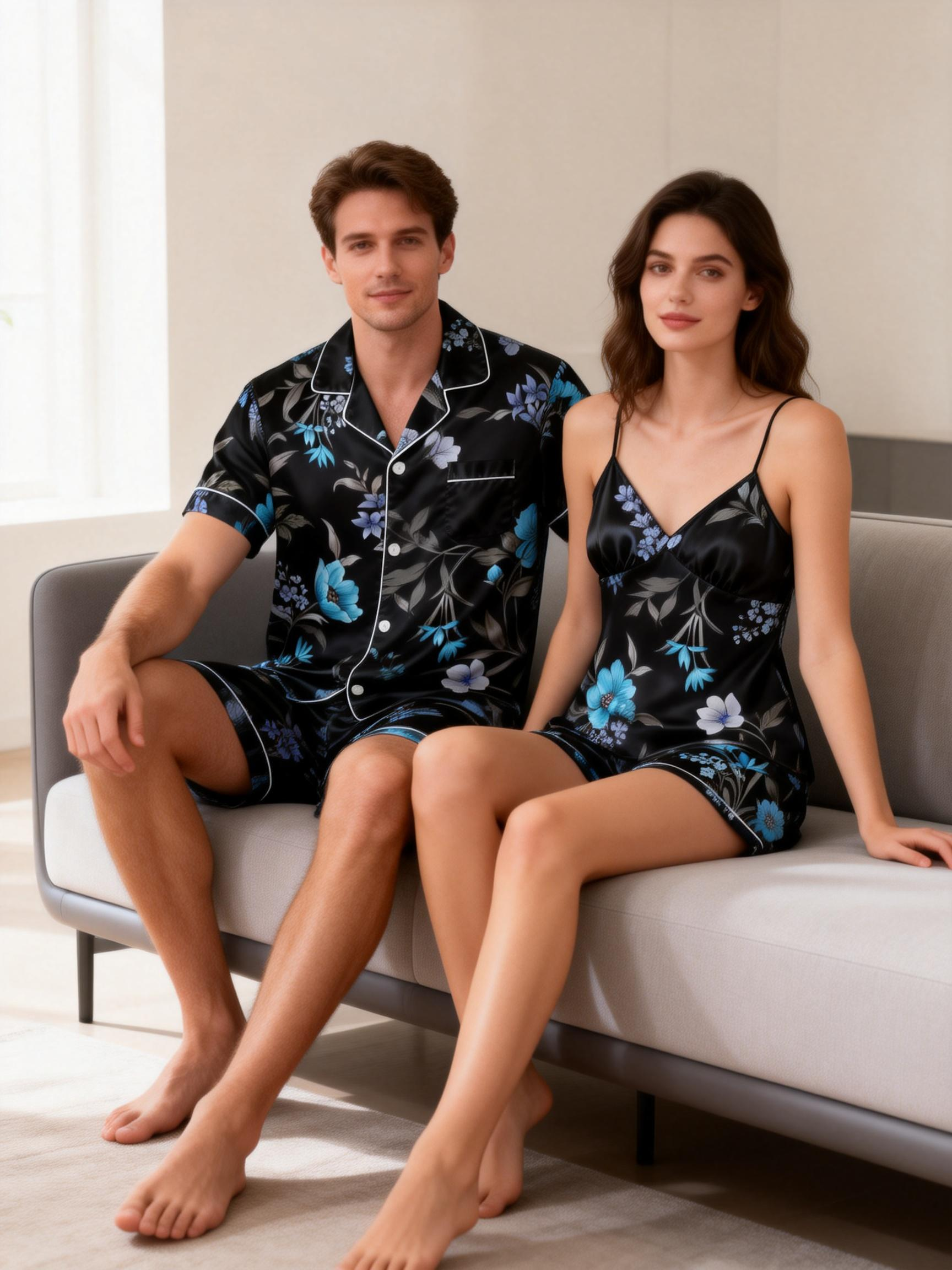 Couple’s Satin Sleepwear Set – Short & Comfortable