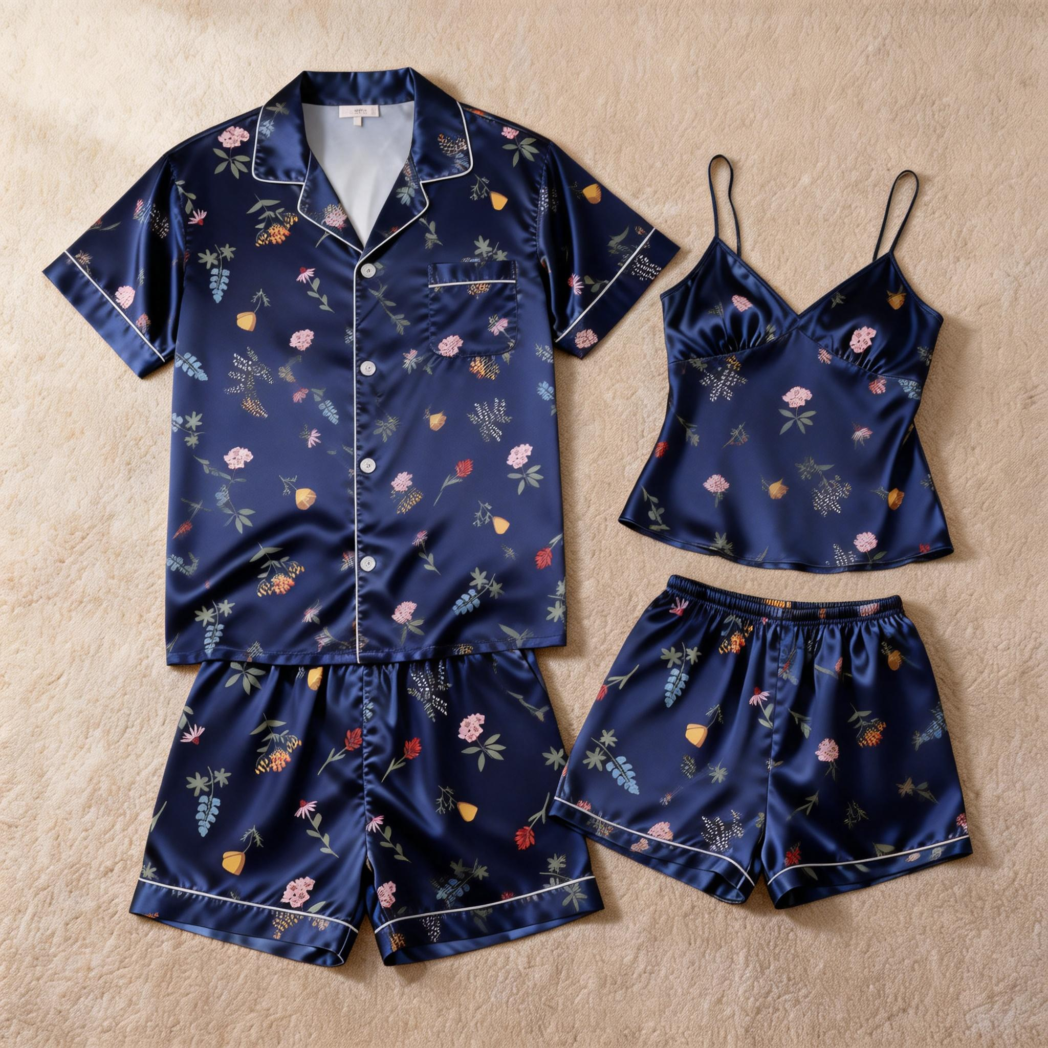 Couple’s Silky Bedtime Pajamas – Satin Sleep Shorts